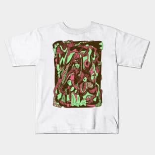 Pink and Mint Color Abstract Wave of Thoughts No 4 Kids T-Shirt